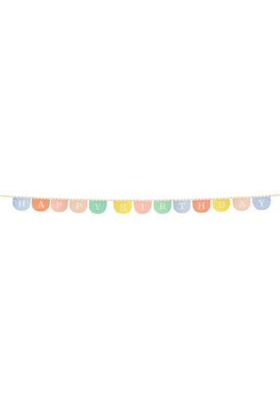Meri Meri - Happy Birthday Fabric Garland - Happy Birthday Kumaş Asılan Süs Çok Renkli