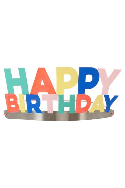 Meri Meri - Happy Birthday Party Crowns - Happy Birthday Parti Taçları - 8li Çok Renkli