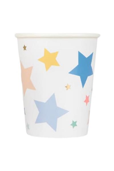 Meri Meri - Happy Birthday Stars Cups - Happy Birthday Yıldızlar Bardaklar (x8) Çok Renkli
