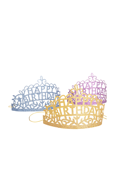 Meri Meri - Happy Birthday Tiaras - Happy Birthday Taç - 8li Çok Renkli