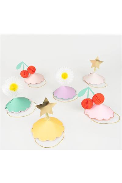 Meri Meri - Happy Icons Party Hats - Mutlu Semboller Parti Şapkaları (6lı) Çok Renkli