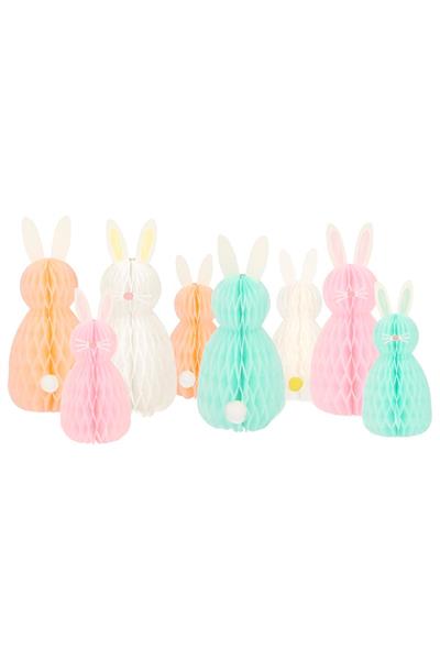 Meri Meri - Honeycomb Bunnies - Tavşan Petekli Süsler Çok Renkli
