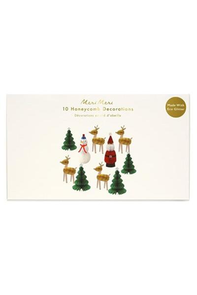 Meri Meri - Honeycomb Christmas Characters - Petekli Yeni Yıl Karakterleri - 10lu Çok Renkli