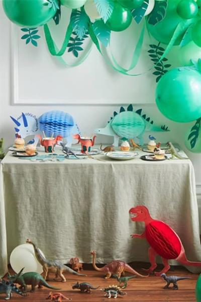 Meri Meri - Honeycomb Dinosaur Decorations - Petek Dinozor Dekorlar - 3lü Çok Renkli