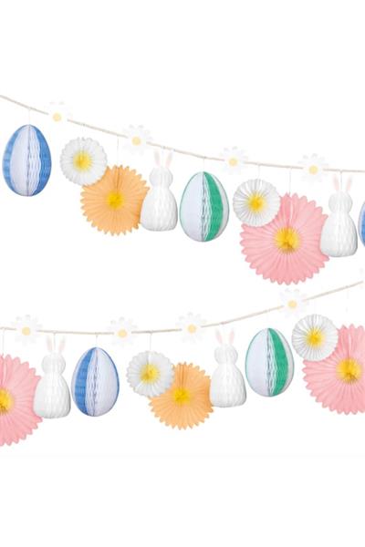 Meri Meri - Honeycomb Easter Bunny Garland - Petekli Paskalya Tavşan Asılan Süs Çok Renkli