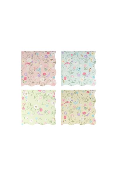 Meri Meri - Ladurée Floral Small Napkins - Ladurée Çiçekli Peçeteler - S - 16lı Çok Renkli