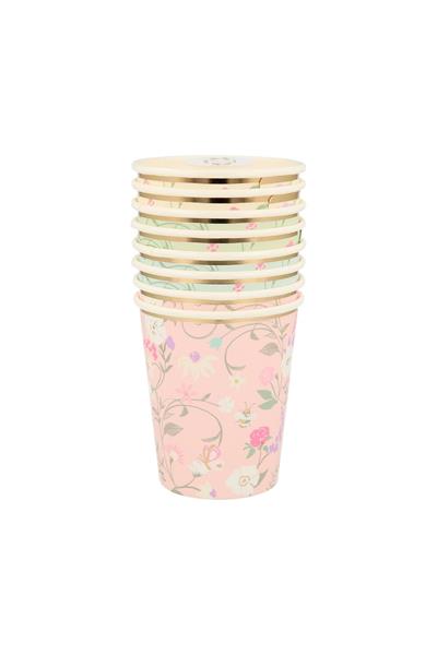 Meri Meri - Ladurée Paris Floral Cups - Ladurée Paris Çiçekli Bardaklar - 8li Çok Renkli