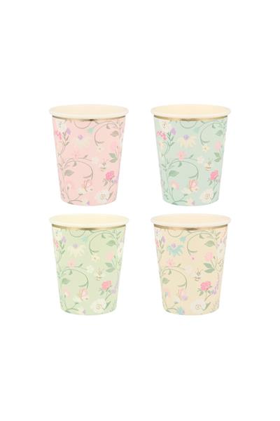 Meri Meri - Ladurée Paris Floral Cups - Ladurée Paris Çiçekli Bardaklar - 8li Çok Renkli