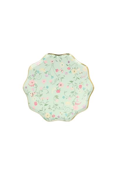 Meri Meri - Ladurée Paris Floral Side Plates - Ladurée Paris Çiçekli Tabaklar (M) (8li) Çok Renkli