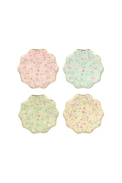 Meri Meri - Ladurée Paris Floral Side Plates - Ladurée Paris Çiçekli Tabaklar (M) (8li) Çok Renkli