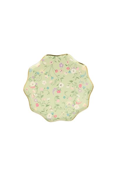 Meri Meri - Ladurée Paris Floral Side Plates - Ladurée Paris Çiçekli Tabaklar (M) (8li) Çok Renkli