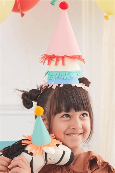 Meri Meri - Large Party Hats - Pon Ponlu Parti Şapkaları (L) Çok Renkli