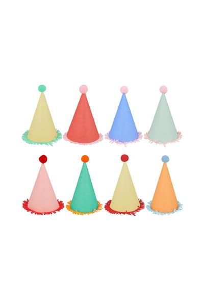Meri Meri - Large Party Hats - Pon Ponlu Parti Şapkaları (L) Çok Renkli
