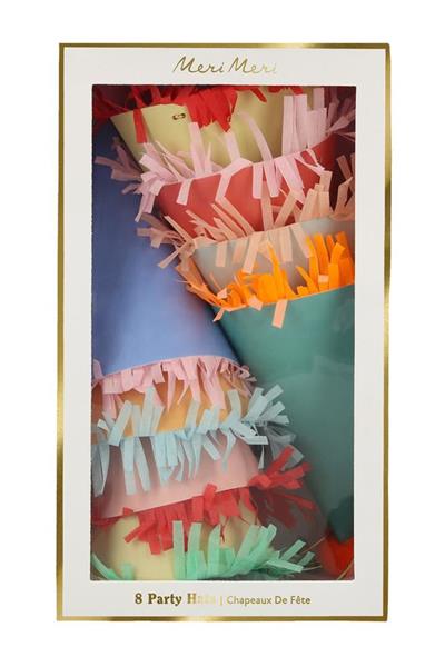 Meri Meri - Large Party Hats - Pon Ponlu Parti Şapkaları (L) Çok Renkli