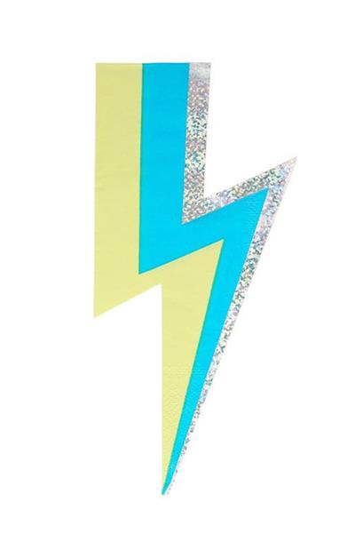 Meri Meri - Lightning Bolt Napkin - Şimşek Peçeteler - 16lı Çok Renkli