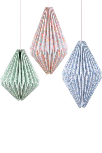 Meri Meri -  Meri Meri x Liberty Origami Fener Asılan Süsler - 3 Adet Çok Renkli