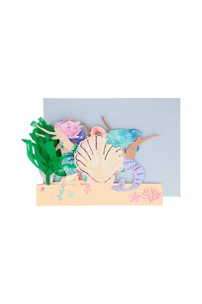 Meri Meri - Mermaid Concertina Card - Denizkızı Tebrik Kartı Çok Renkli