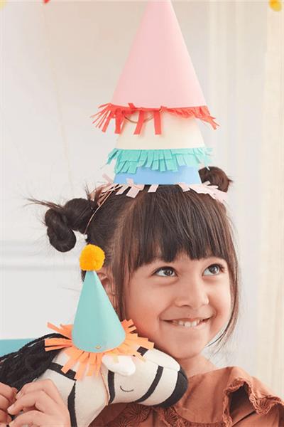 Meri Meri - Mini Animal Parade Hats - Mini Pon Ponlu Parti Şapkaları (8li) Çok Renkli