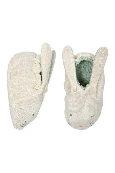Meri Meri - Mint Bunny Baby Booties - Mint Tavşanlı Bebek Patiği Çok Renkli