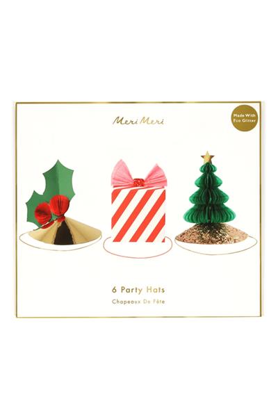 Meri Meri - Mixed Christmas Party Hats - Yeni Yıl Şapkaları (6lı) Çok Renkli