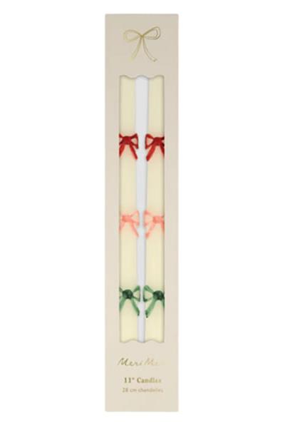 Meri Meri - Multi Colour Bow Taper Candle - Renkli Kurdeleli Mumlar (2li) Çok Renkli