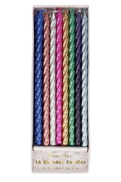 Meri Meri - Multi Metallic Twisted Candles - Metalik Mumlar Çok Renkli
