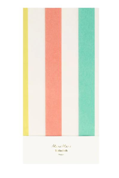 Meri Meri - Multi Renkli Çizgili Kağıt Masa Örtüsü Çok Renkli