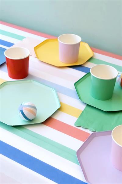 Meri Meri - Multi Renkli Çizgili Kağıt Masa Örtüsü Çok Renkli