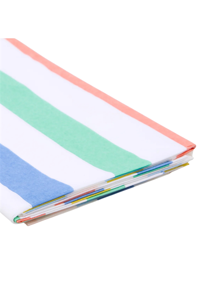 Meri Meri - Multi Renkli Çizgili Kağıt Masa Örtüsü Çok Renkli