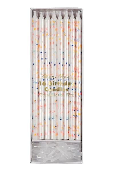 Meri Meri - Neon Confetti Candles - Neon Konfetili Mumlar Çok Renkli