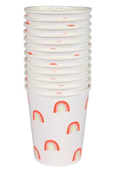 Meri Meri - Neon Rainbow Party Cups - Neon Gökkuşağı Bardak Çok Renkli