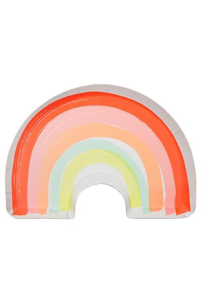 Meri Meri - Neon Rainbow Plates - Neon Gökkuşağı Tabak - L Çok Renkli