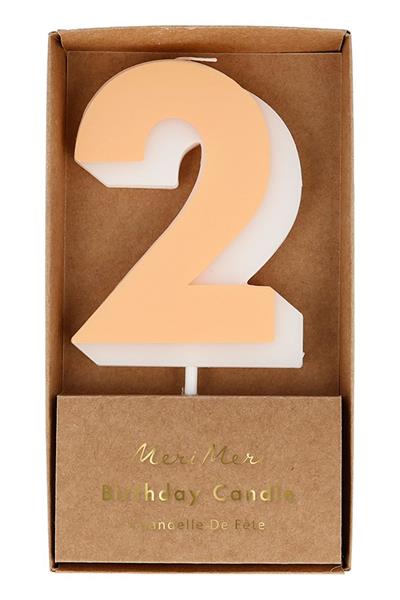 Meri Meri - Number Candle 2 - 2 Rakam Mum Çok Renkli