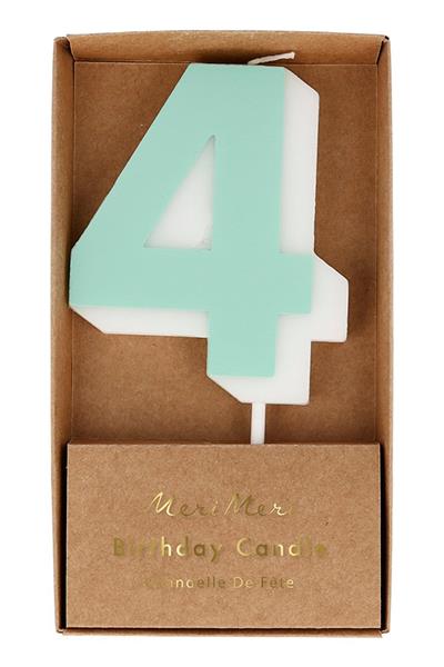 Meri Meri - Number Candle 4 - 4 Rakam Mum Çok Renkli