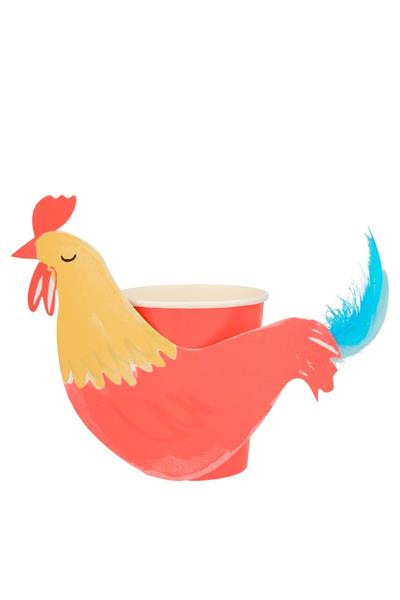 Meri Meri - On The Farm Rooster Party Cups - Horoz Bardak Çok Renkli