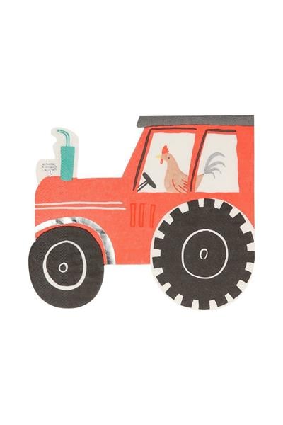Meri Meri - On The Farm Tractor Napkins - Traktör Peçete - 16lı Çok Renkli