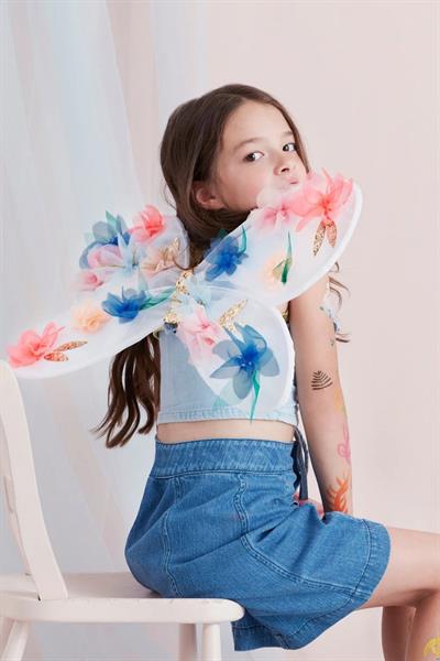 Meri Meri - Organza Flower Wings & Wand - Çiçekli Kanat & Değnek Çok Renkli