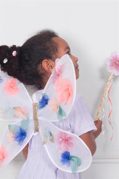 Meri Meri - Organza Flower Wings & Wand - Çiçekli Kanat & Değnek Çok Renkli