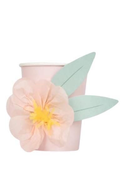 Meri Meri - Paper Flower Cups - Kağıt Çiçekli Bardaklar (x8) Çok Renkli