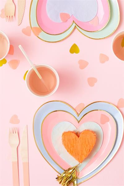 Meri Meri - Party Palette Heart Napkins - Renkli Kalp Peçeteler - L - 20li Çok Renkli