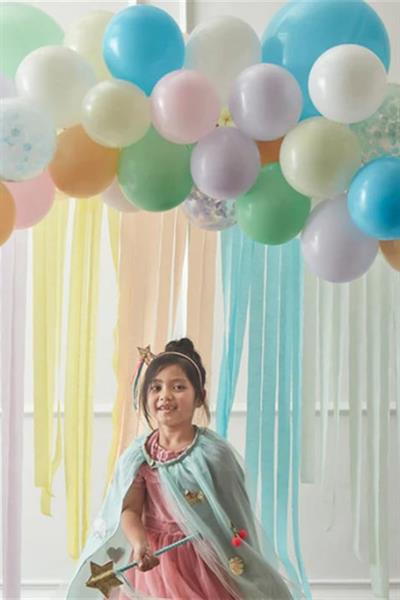 Meri Meri - Pastel Balloon & Streamer Garland - Pastel Balonlar & Renkli Şeritler - 50 balon Çok Renkli