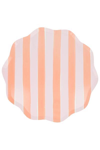 Meri Meri - Pastel Çizgili Tabaklar L - 8 Adet Çok Renkli