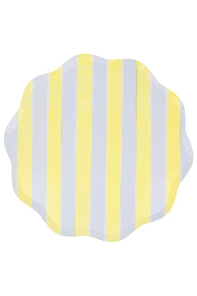 Meri Meri - Pastel Çizgili Tabaklar L - 8 Adet Çok Renkli