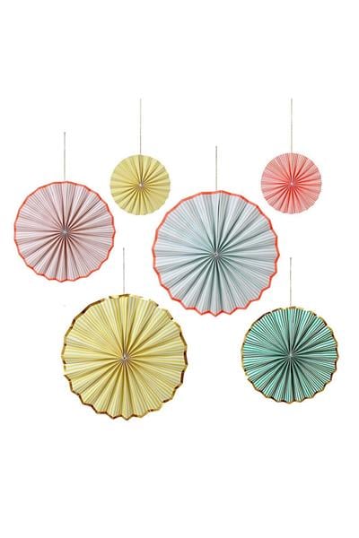 Meri Meri - Pastel & Neon Stripe Pinwheel Decorations - Pastel & Nekor Dekor Çarkları Çok Renkli