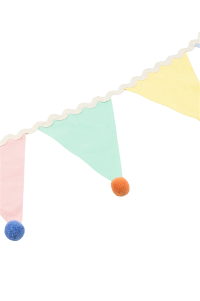 Meri Meri - Pastel Pom Pom Bayrak Asılan Süs Çok Renkli