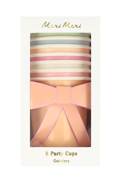 Meri Meri - Pastel Renk Kurdele Bardaklar (8li) Çok Renkli