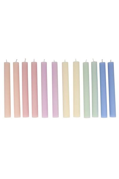 Meri Meri - Pastel Taper Candles - Pastel Masa Mumları (12li) Çok Renkli
