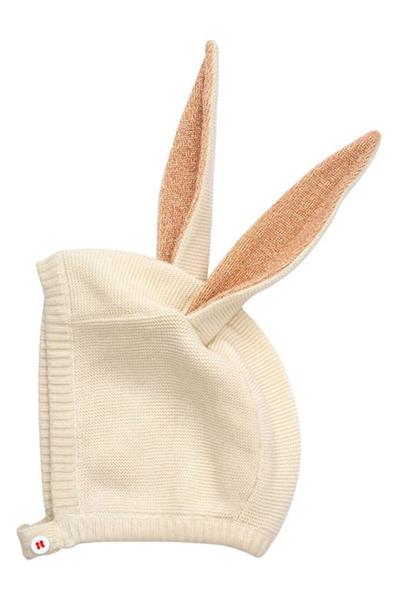 Meri Meri - Peach Sparkle Bunny Baby Bonnet - Şeftali Rengi Tavşanlı Bebek Başlığı Çok Renkli