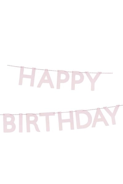 Meri Meri - Pembe Happy Birthday Asılan Süs Çok Renkli