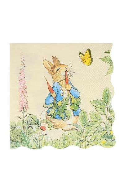 Meri Meri - Peter Rabbit In The Garden Large Napkins - Peter Rabbit Bahçede Peçeteler - L - 16lı Çok Renkli